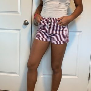 Stripped Forever 21 Button-Up Shorts